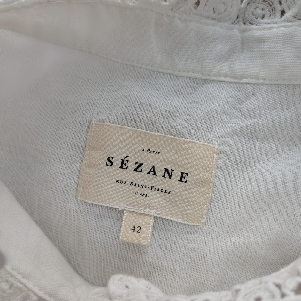 Sezane Chlo Ecru Crochet Shirt Blouse - Picture 6 of 6